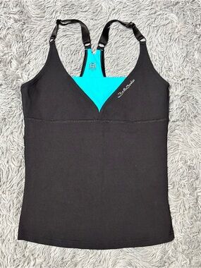 BETTER BODIES Black Tank with Teal Inset